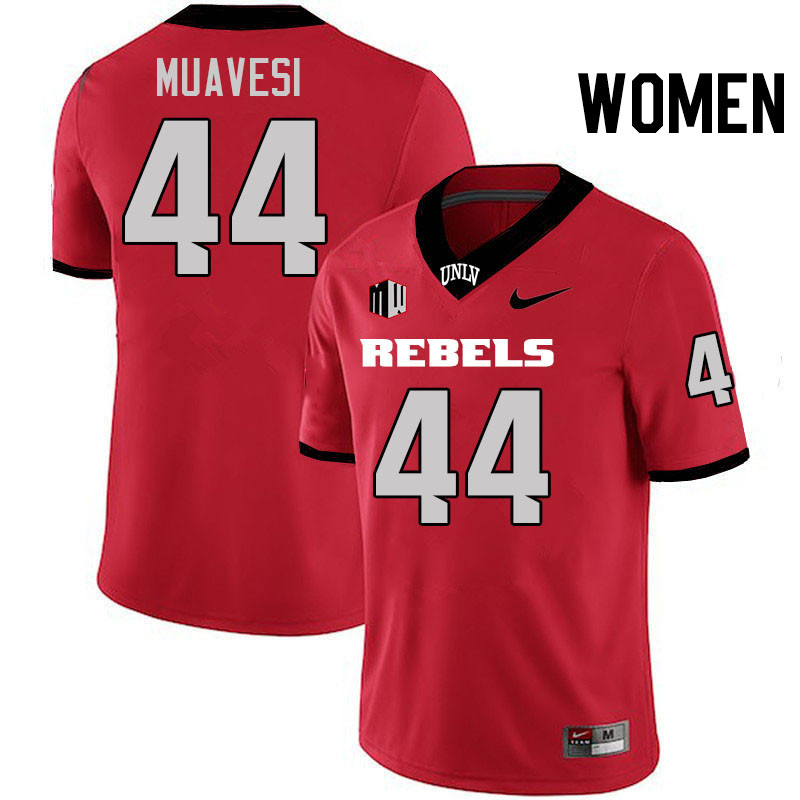 Women #44 Waisale Muavesi UNLV Rebels College Football Jerseys Stitched-Scarlet